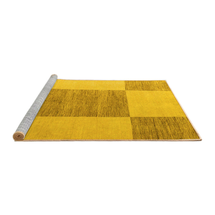 Sideview of Machine Washable Checkered Yellow Modern Rug, wshabs5547yw