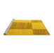 Sideview of Machine Washable Checkered Yellow Modern Rug, wshabs5547yw