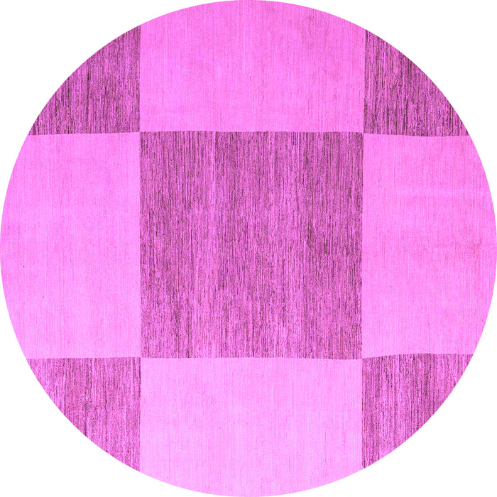 Round Checkered Purple Modern Rug, abs5547pur