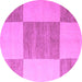 Round Checkered Purple Modern Rug, abs5547pur