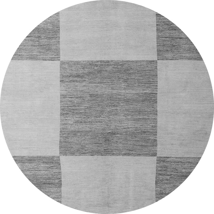Round Machine Washable Checkered Gray Modern Rug, wshabs5547gry