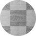 Round Machine Washable Checkered Gray Modern Rug, wshabs5547gry