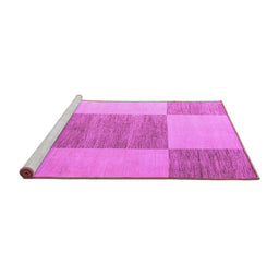 Sideview of Machine Washable Checkered Purple Modern Area Rugs, wshabs5547pur