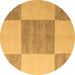 Round Checkered Brown Modern Rug, abs5547brn