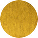 Round Abstract Yellow Modern Rug, abs5548yw