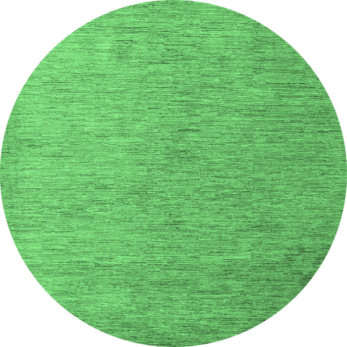 Round Machine Washable Abstract Emerald Green Modern Area Rugs, wshabs5548emgrn