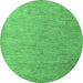 Round Machine Washable Abstract Emerald Green Modern Area Rugs, wshabs5548emgrn