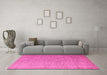 Machine Washable Abstract Pink Modern Rug in a Living Room, wshabs5548pnk