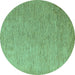 Round Abstract Turquoise Modern Rug, abs5548turq