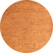 Round Machine Washable Abstract Orange Modern Area Rugs, wshabs5548org