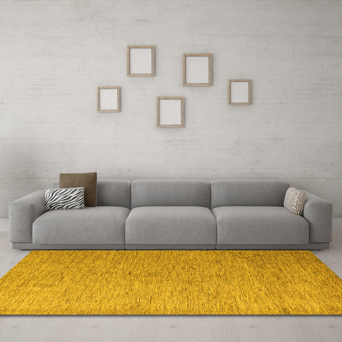 Machine Washable Abstract Yellow Modern Rug in a Living Room, wshabs5548yw
