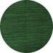 Round Machine Washable Abstract Emerald Green Modern Area Rugs, wshabs5549emgrn