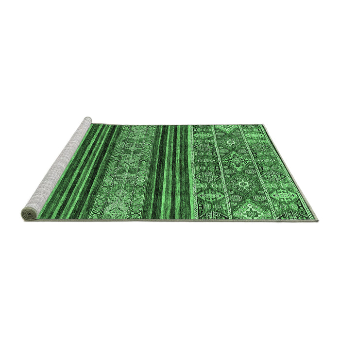 Sideview of Machine Washable Abstract Emerald Green Modern Area Rugs, wshabs554emgrn