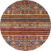 Round Machine Washable Abstract Saffron Red Rug, wshabs554