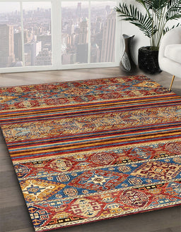 Abstract Saffron Red Modern Rug in Family Room, abs554