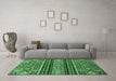 Machine Washable Abstract Emerald Green Modern Area Rugs in a Living Room,, wshabs554emgrn