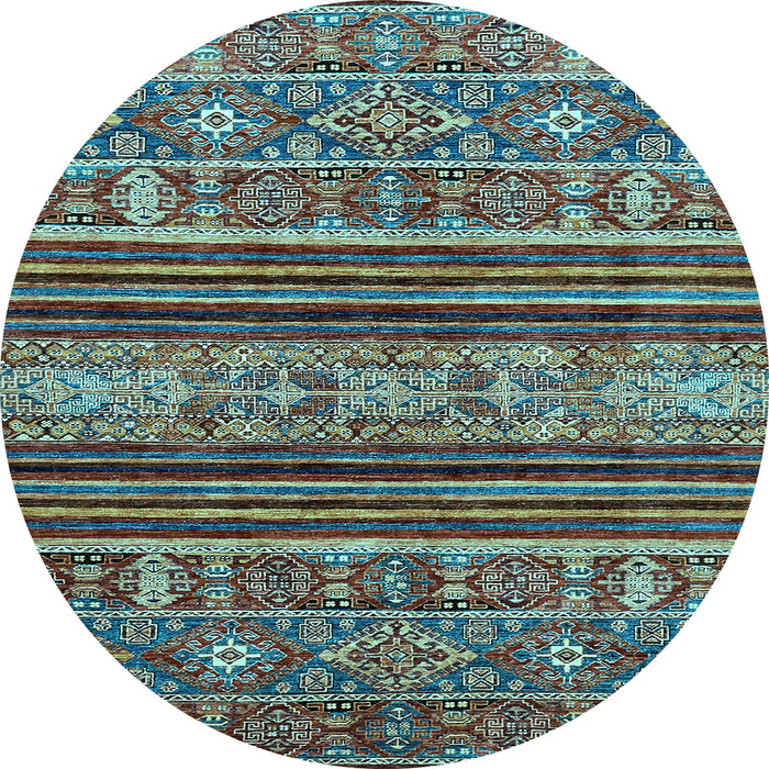 Round Abstract Light Blue Modern Rug, abs554lblu