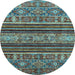 Round Abstract Light Blue Modern Rug, abs554lblu