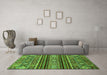 Machine Washable Abstract Green Modern Area Rugs in a Living Room,, wshabs554grn