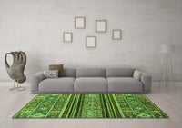 Machine Washable Abstract Green Modern Rug, wshabs554grn