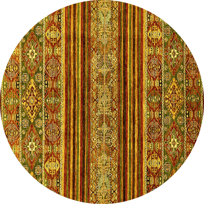 Round Abstract Yellow Modern Rug, abs554yw