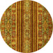 Round Abstract Yellow Modern Rug, abs554yw