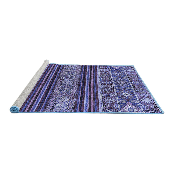 Sideview of Machine Washable Abstract Blue Modern Rug, wshabs554blu