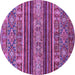 Round Machine Washable Abstract Purple Modern Area Rugs, wshabs554pur