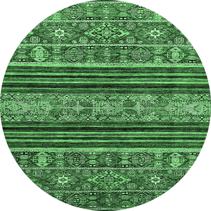 Round Abstract Emerald Green Modern Rug, abs554emgrn