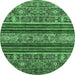 Round Abstract Emerald Green Modern Rug, abs554emgrn