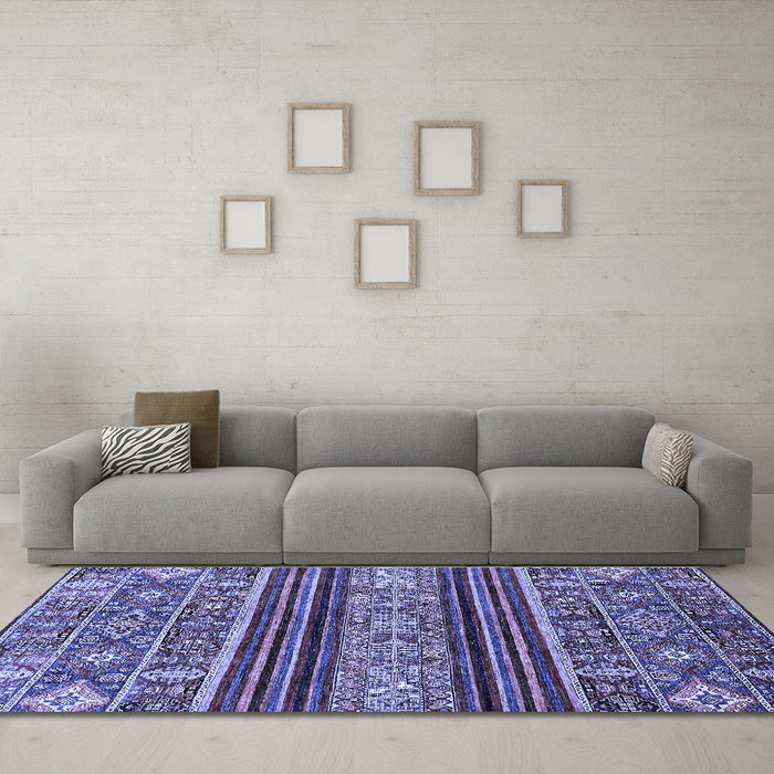 Machine Washable Abstract Blue Modern Rug in a Living Room, wshabs554blu
