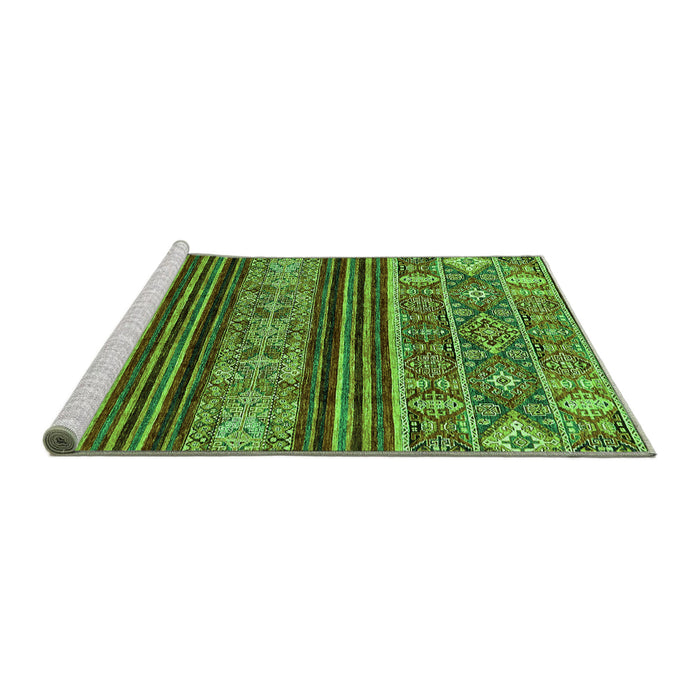 Sideview of Machine Washable Abstract Green Modern Area Rugs, wshabs554grn