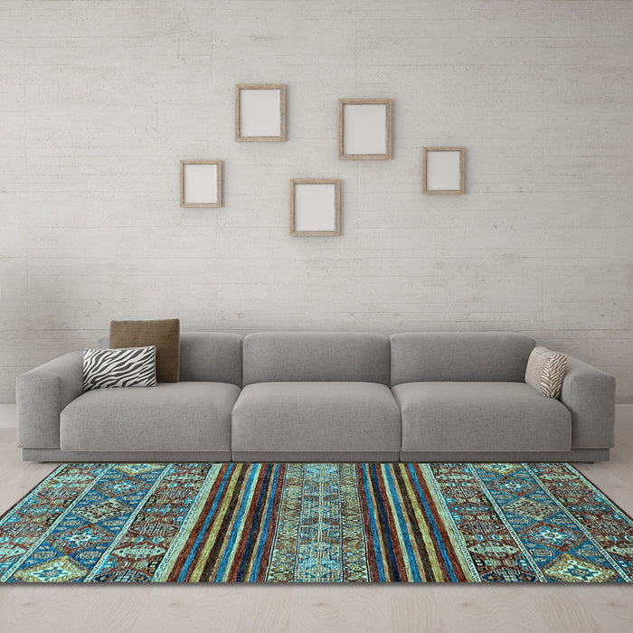 Machine Washable Abstract Light Blue Modern Rug in a Living Room, wshabs554lblu