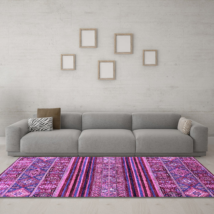 Machine Washable Abstract Purple Modern Area Rugs in a Living Room, wshabs554pur