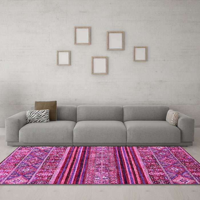 Machine Washable Abstract Pink Modern Rug in a Living Room, wshabs554pnk