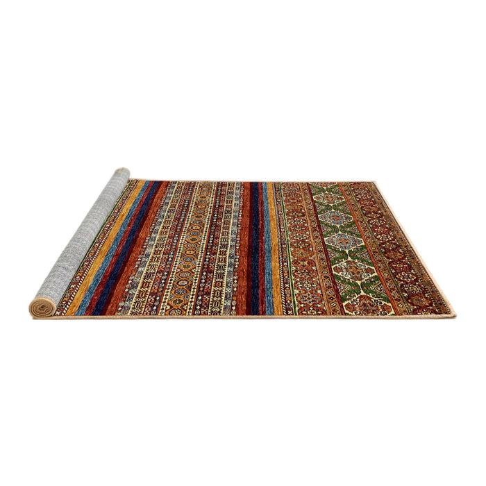 Sideview of Machine Washable Abstract Saffron Red Rug, wshabs555