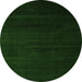 Round Machine Washable Abstract Green Modern Area Rugs, wshabs5550grn