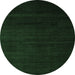 Round Abstract Emerald Green Modern Rug, abs5550emgrn