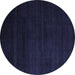 Round Abstract Blue Modern Rug, abs5550blu