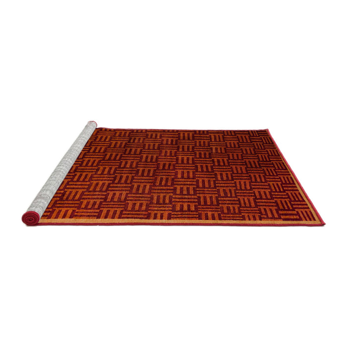 Sideview of Machine Washable Abstract Cranberry Red Rug, wshabs5551