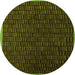 Round Machine Washable Abstract Green Modern Area Rugs, wshabs5551grn