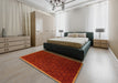 Abstract Cranberry Red Modern Rug in a Bedroom, abs5551