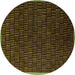 Round Abstract Turquoise Modern Rug, abs5551turq