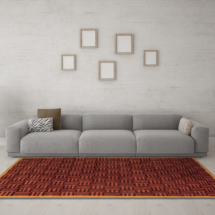Machine Washable Abstract Brown Modern Rug in a Living Room,, wshabs5551brn