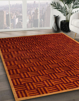Machine Washable Abstract Cranberry Red Rug in a Family Room, wshabs5551