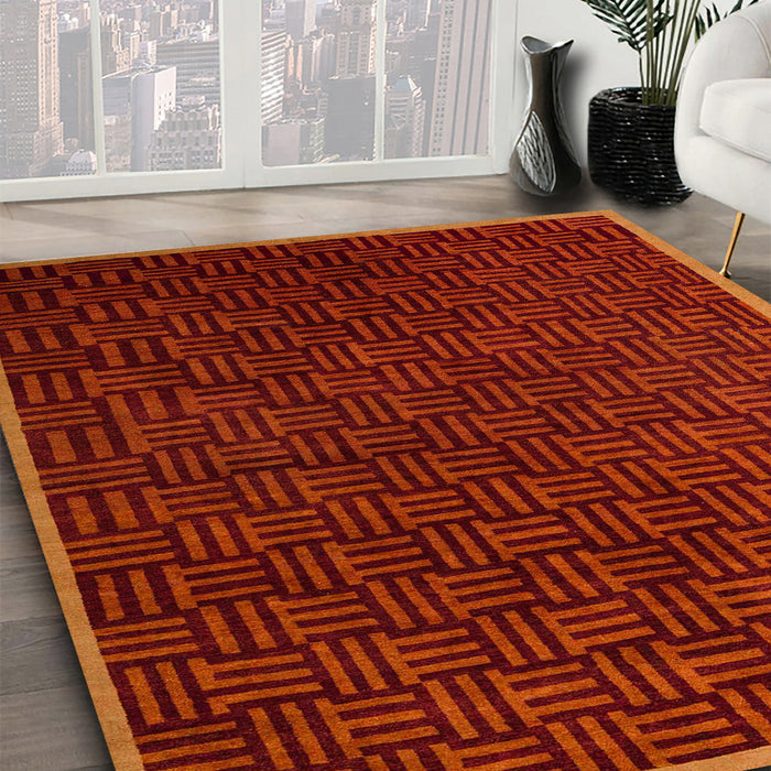 Machine Washable Abstract Cranberry Red Rug in a Family Room, wshabs5551