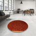 Round Abstract Cranberry Red Modern Rug in a Office, abs5551