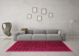 Machine Washable Abstract Pink Modern Rug in a Living Room, wshabs5551pnk