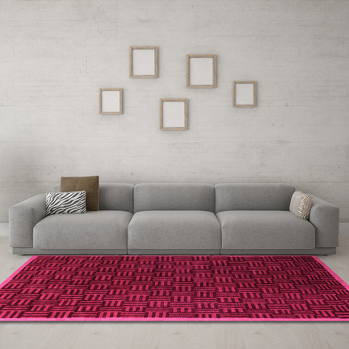 Machine Washable Abstract Pink Modern Rug in a Living Room, wshabs5551pnk