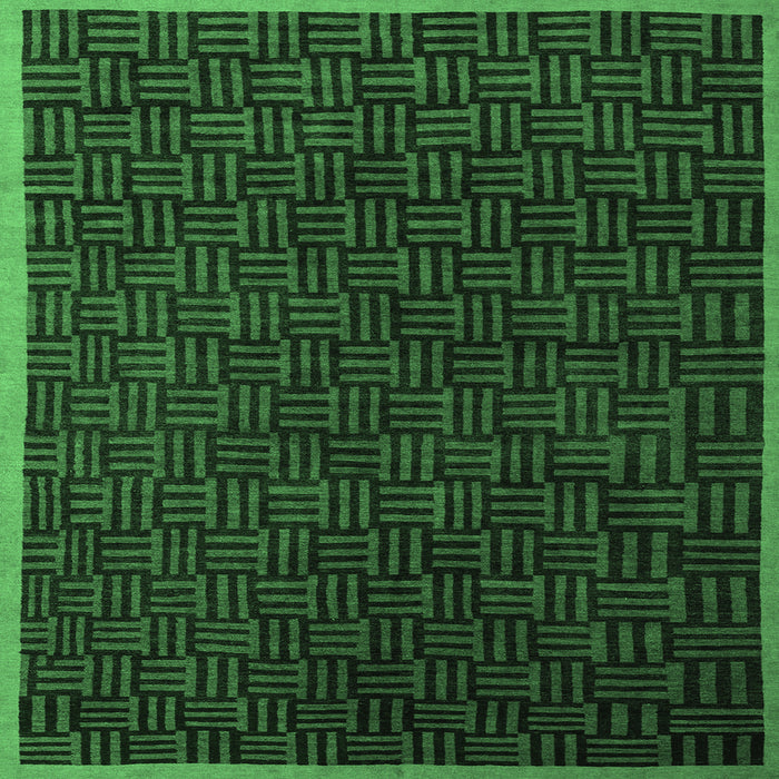 Square Abstract Emerald Green Modern Rug, abs5551emgrn